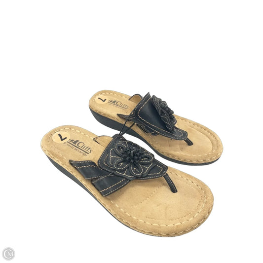 Sandals Heels Wedge By White Mountain In Black & Brown, Size: 7