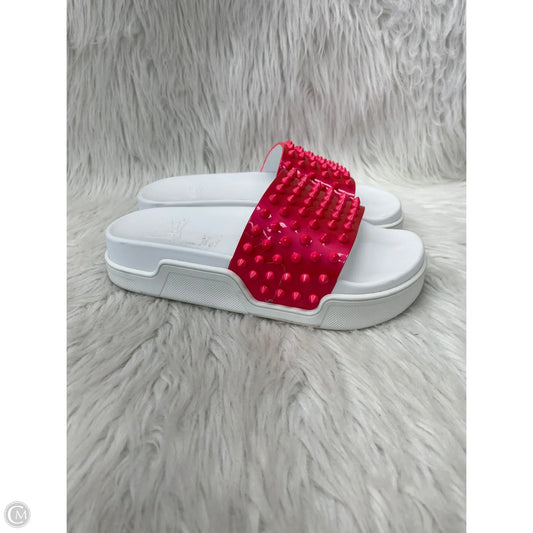 Sandals Luxury Designer By Christian Louboutin In Pink & White, Size: 7