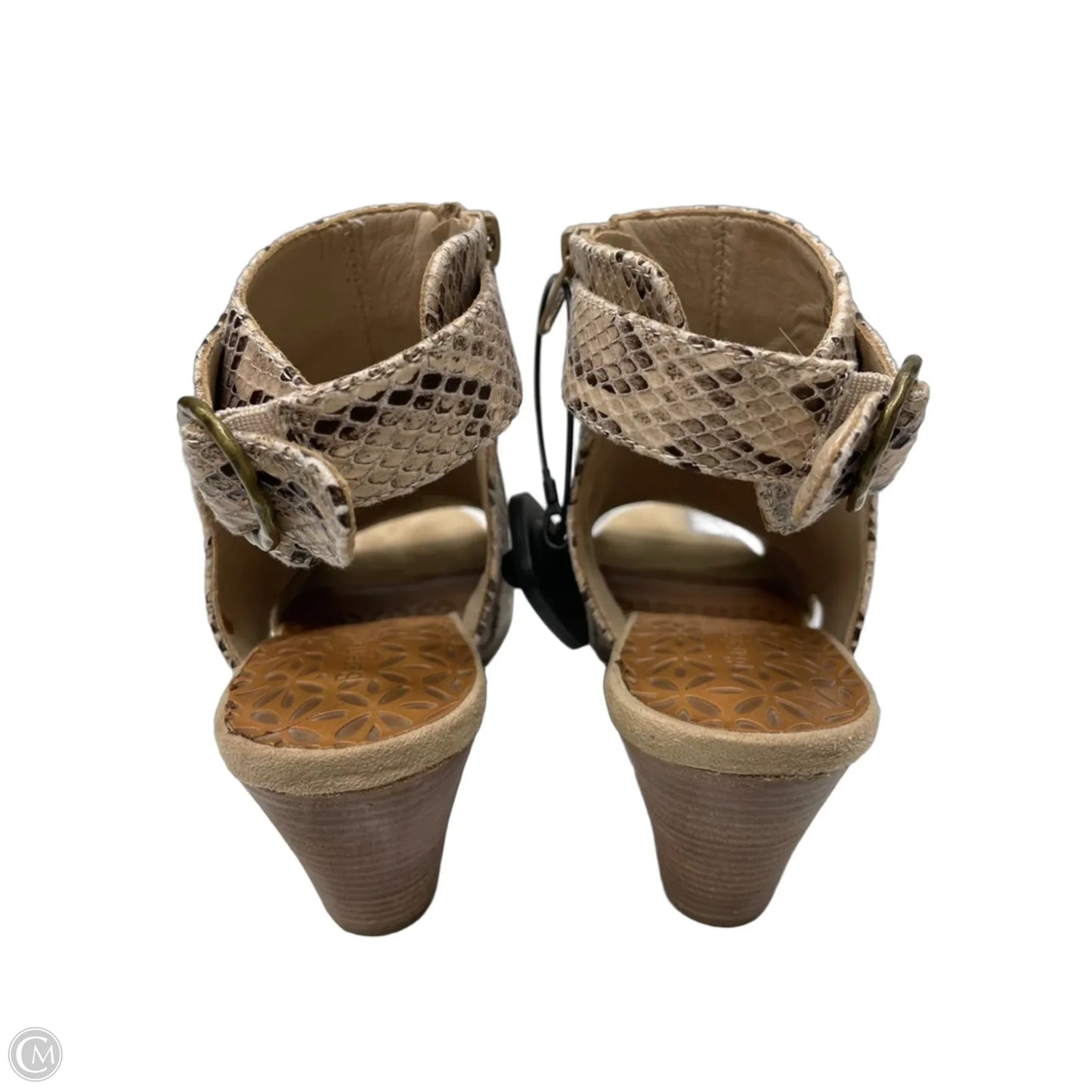 Sandals Heels Block By Bare Traps In Snakeskin Print, Size: 7