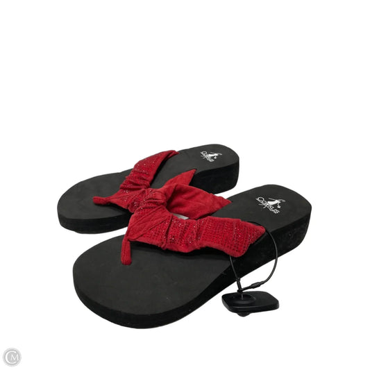 Sandals Heels Wedge By Corkys In Black & Red, Size: 9