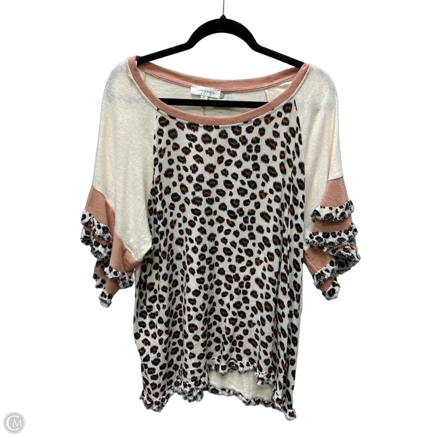 Top Short Sleeve By Umgee In Animal Print, Size: 1x