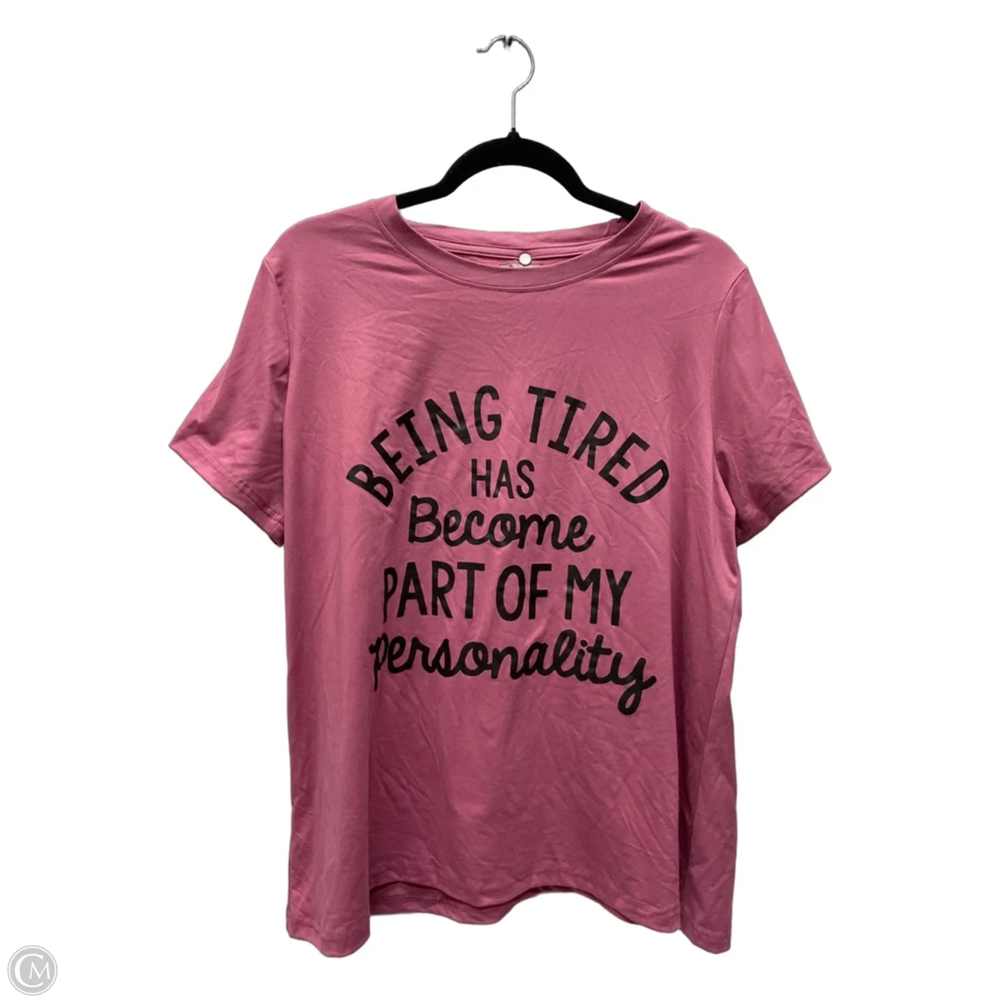 Top Short Sleeve Basic By Clothes Mentor In Pink & White, Size: Xl