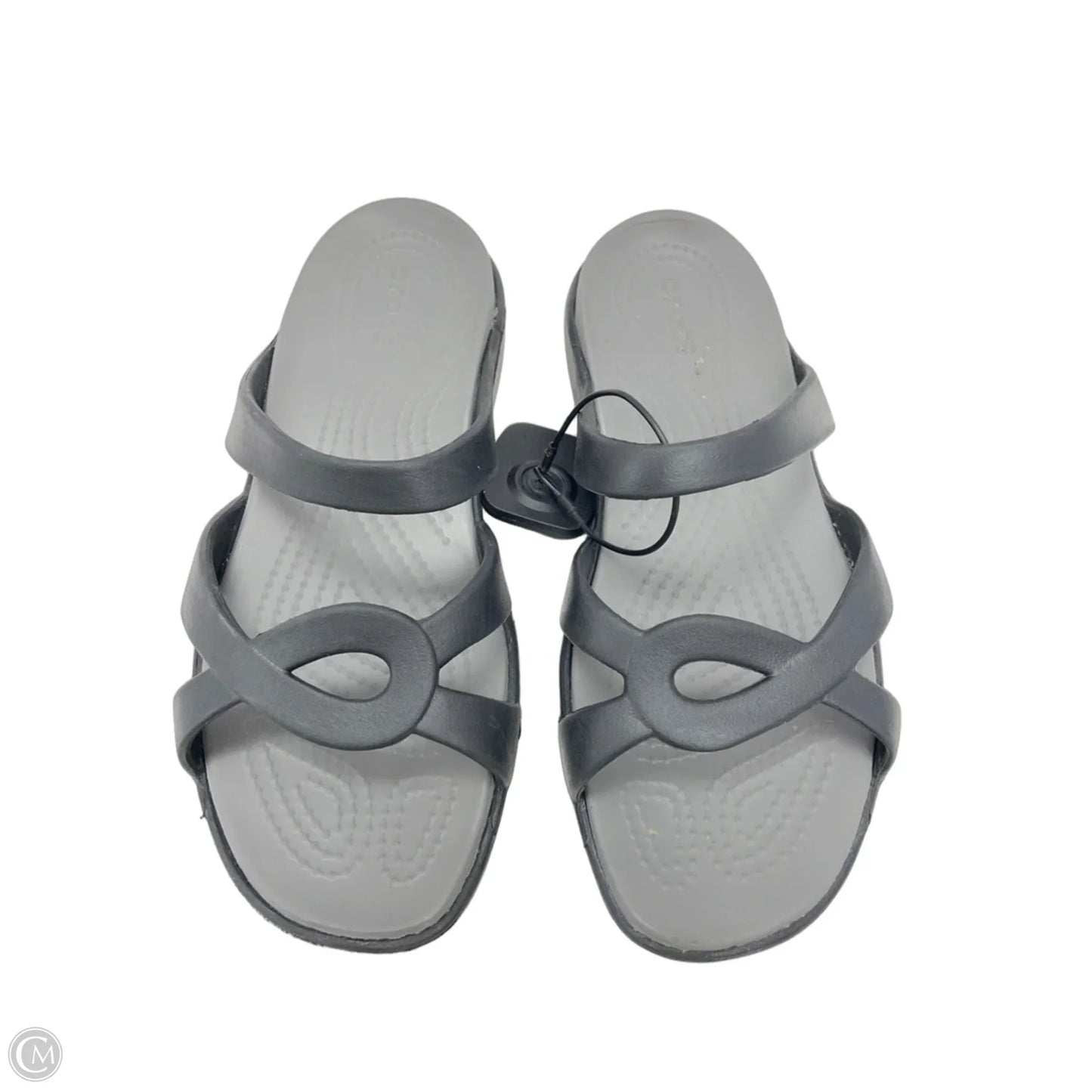 Sandals Heels Wedge By Crocs In Black, Size: 7