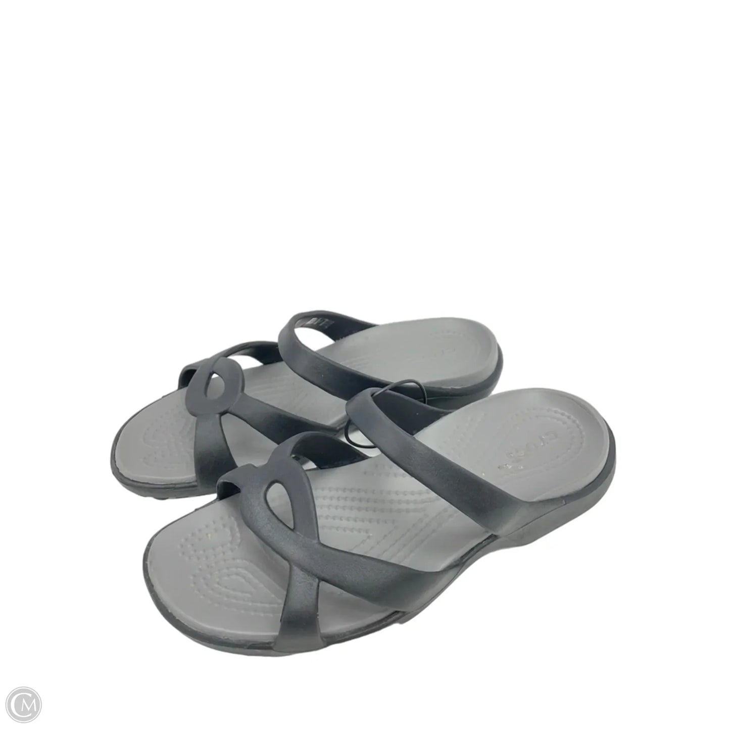 Sandals Heels Wedge By Crocs In Black, Size: 7