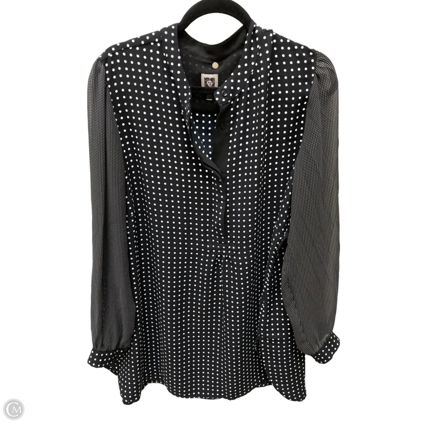 Blouse Long Sleeve By Anne Klein In Polkadot Pattern, Size: 2x