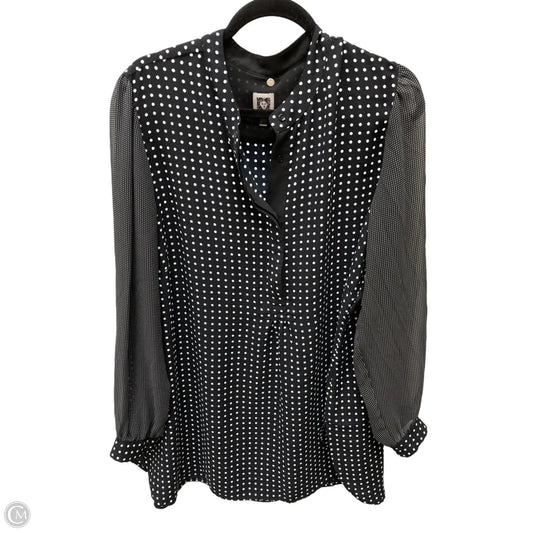 Blouse Long Sleeve By Anne Klein In Polkadot Pattern, Size: 2x