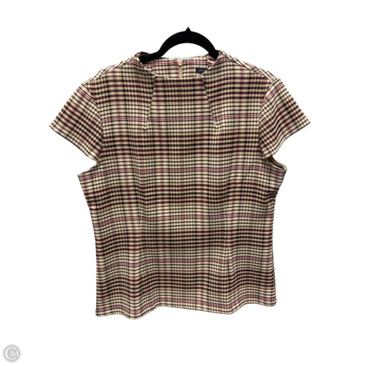 Top Short Sleeve By Ann Taylor In Plaid Pattern, Size: L