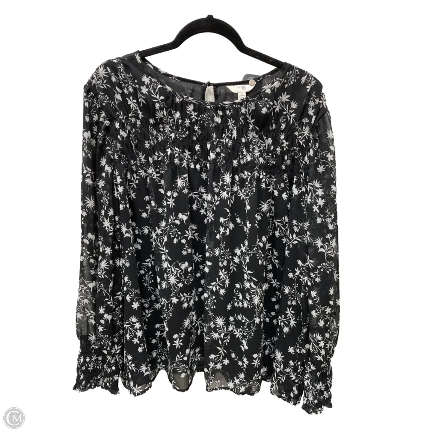 Blouse Long Sleeve By Terra & Sky In Floral Print, Size: 2x