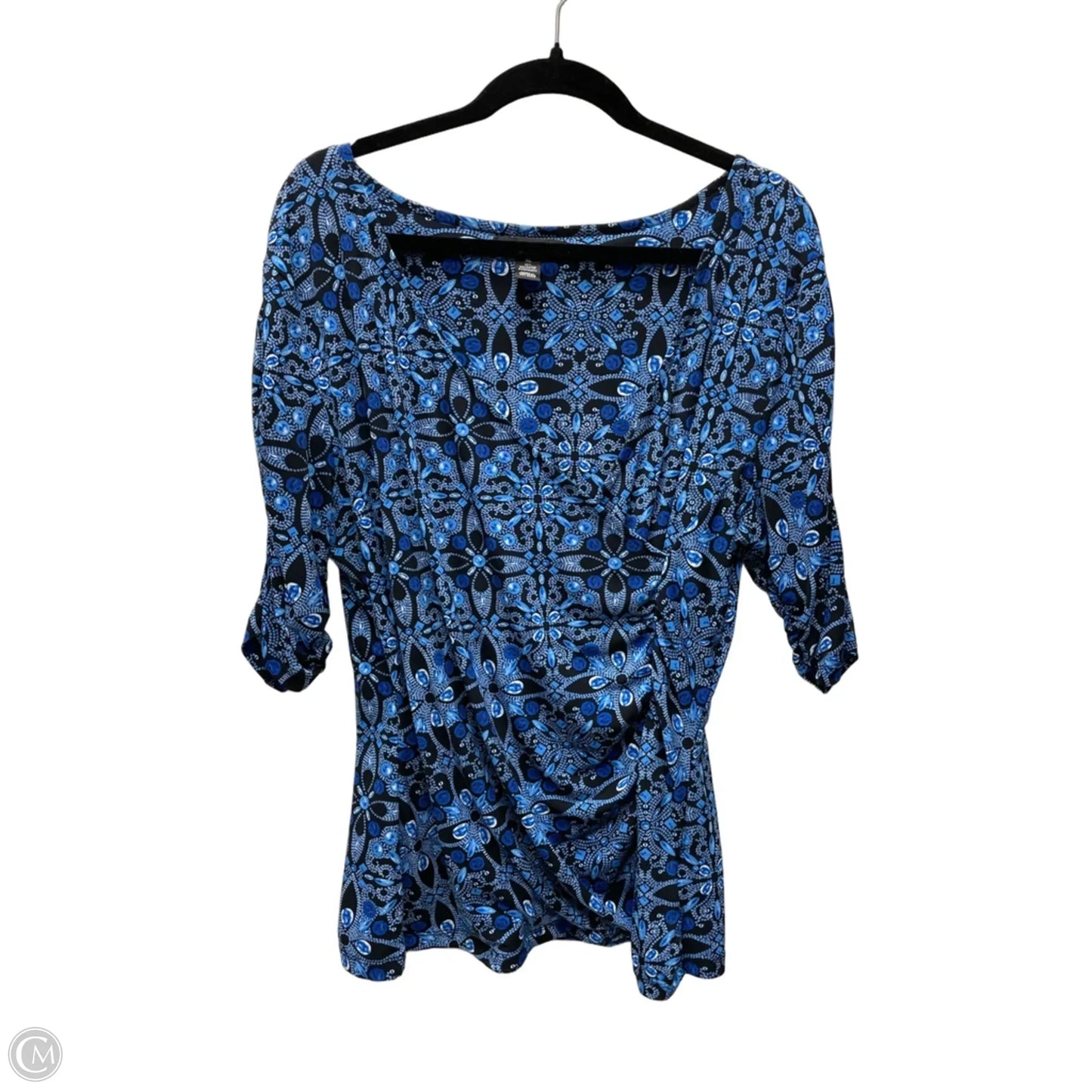 Blouse Short Sleeve By Style And Company In Floral Print, Size: Xl
