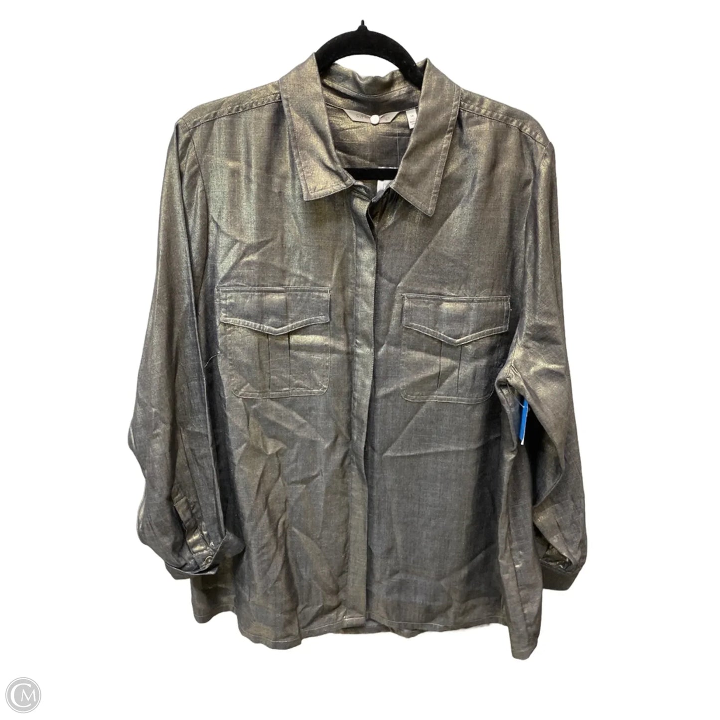 Top Long Sleeve By Soft Surroundings In Black & Gold, Size: 1x