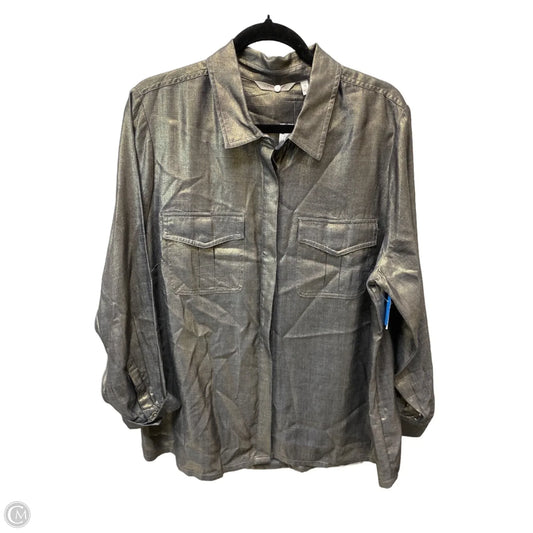 Top Long Sleeve By Soft Surroundings In Black & Gold, Size: 1x