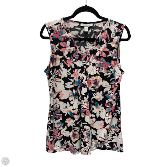 Top Sleeveless By Dana Buchman In Floral Print, Size: M