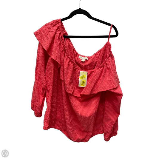 Top Long Sleeve By Michael By Michael Kors In Coral, Size: 1x