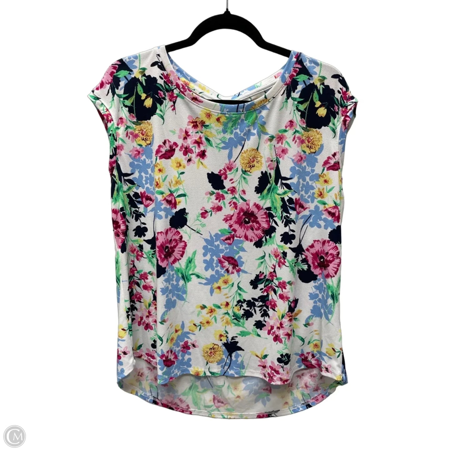 Top Short Sleeve By Elle In Floral Print, Size: L