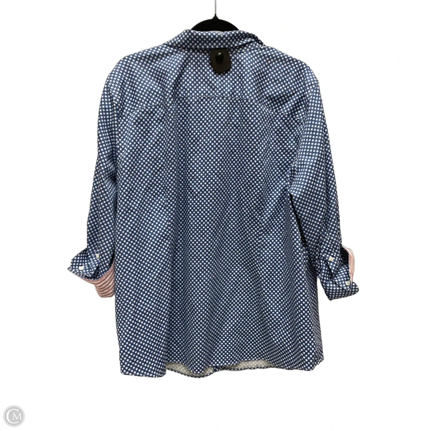 Top Short Sleeve By Chaps In Blue & White, Size: 2x
