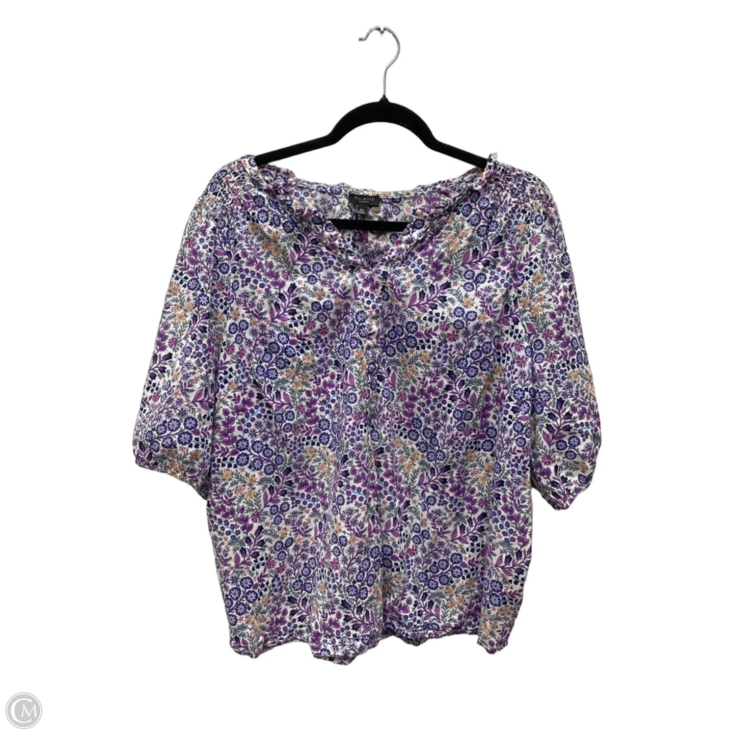 Top Short Sleeve By Talbots In Floral Print, Size: 2x