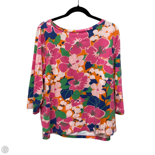 Top 3/4 Sleeve By Talbots In Floral Print, Size: 3x
