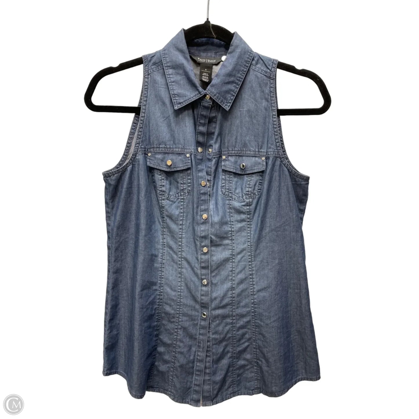 Top Sleeveless By White House Black Market In Blue Denim, Size: Xs