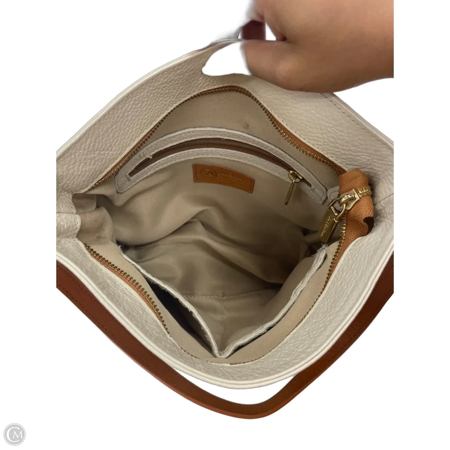 Handbag Leather By Valentina, Size: Small