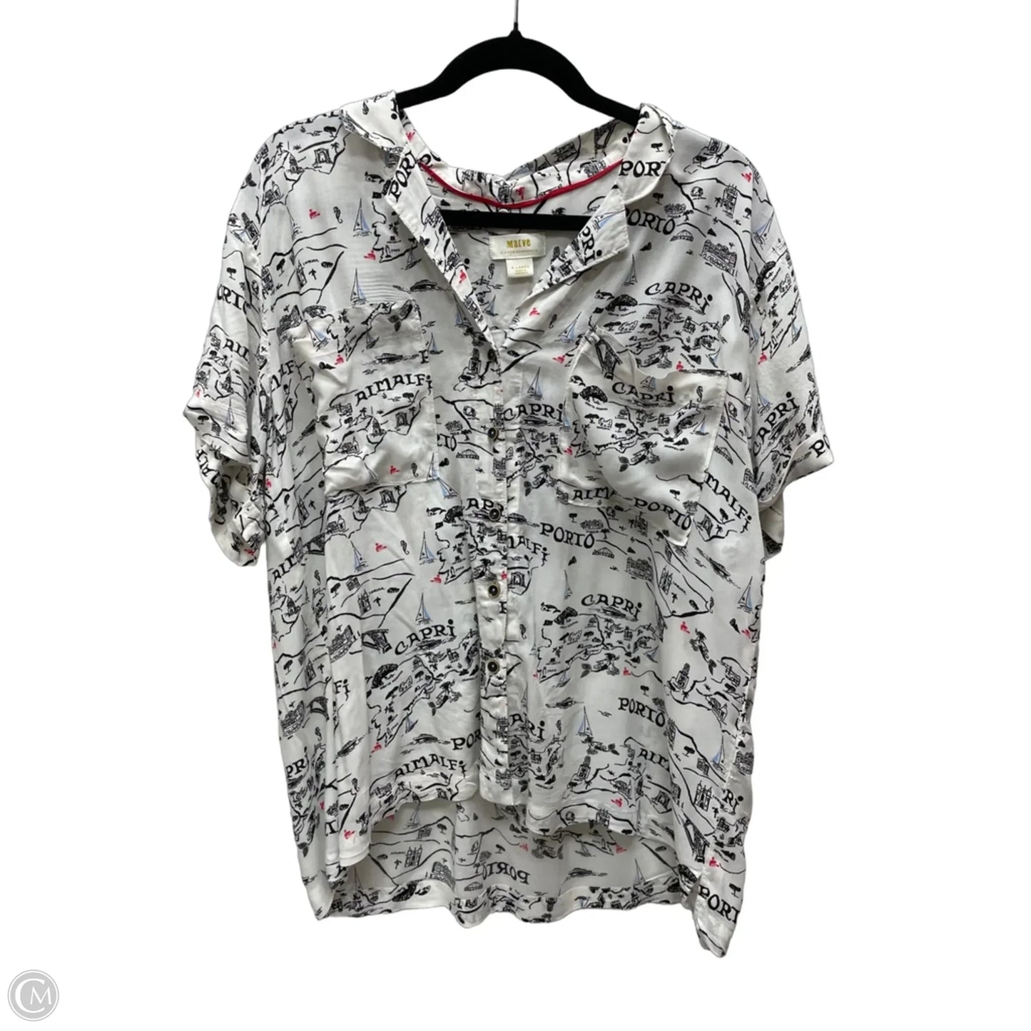 Top Short Sleeve By Maeve In Black & White, Size: Xl
