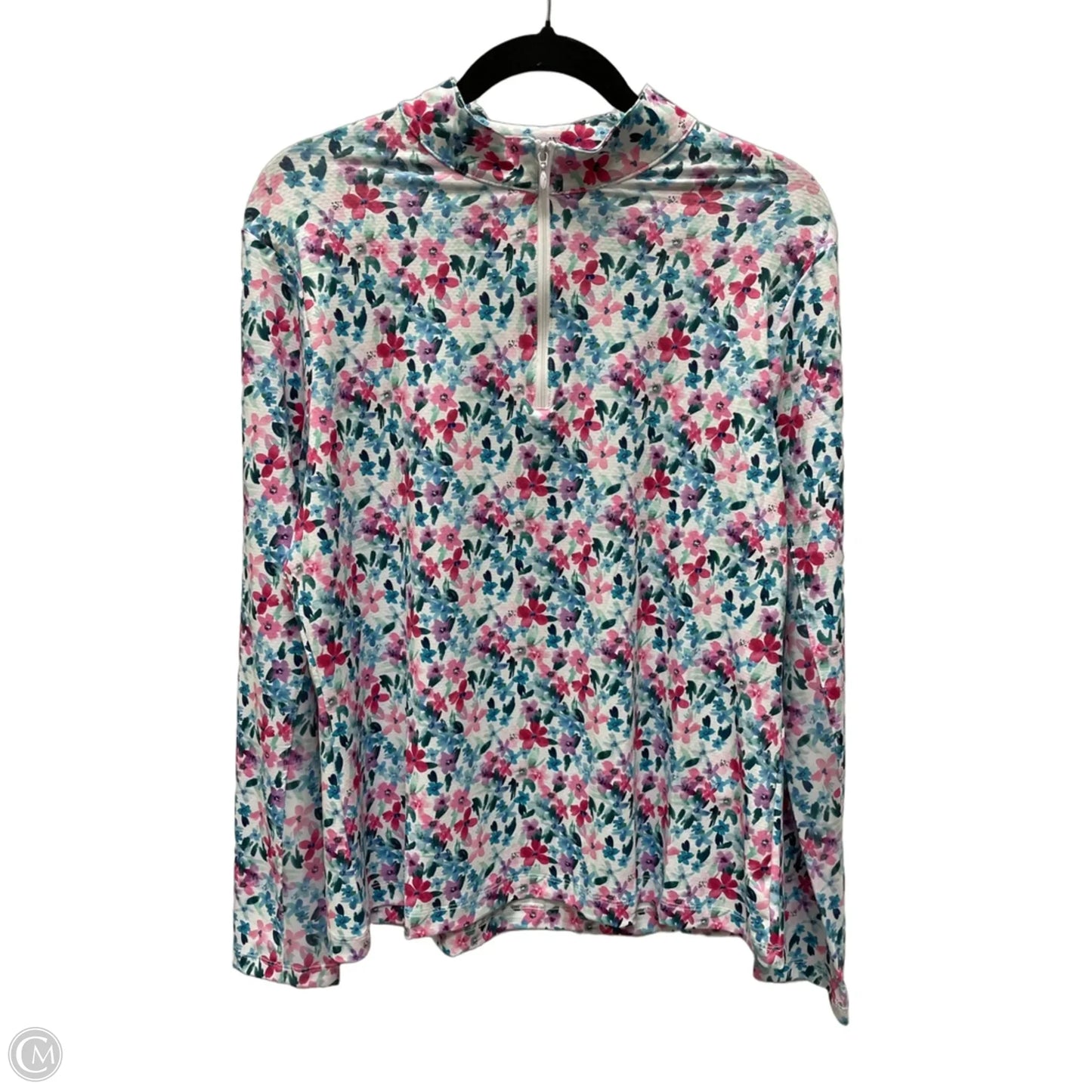 Athletic Top Long Sleeve Collar By Gottex In Floral Print, Size: L