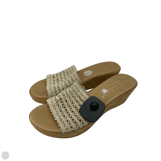 Sandals Heels Wedge By Clothes Mentor In Tan, Size: 8