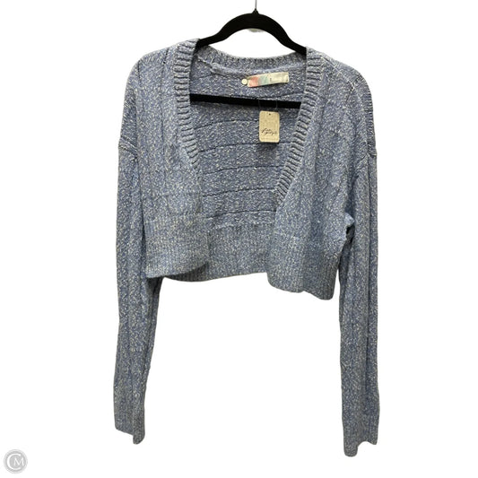 Sweater Cardigan By Free People In Blue & White, Size: M
