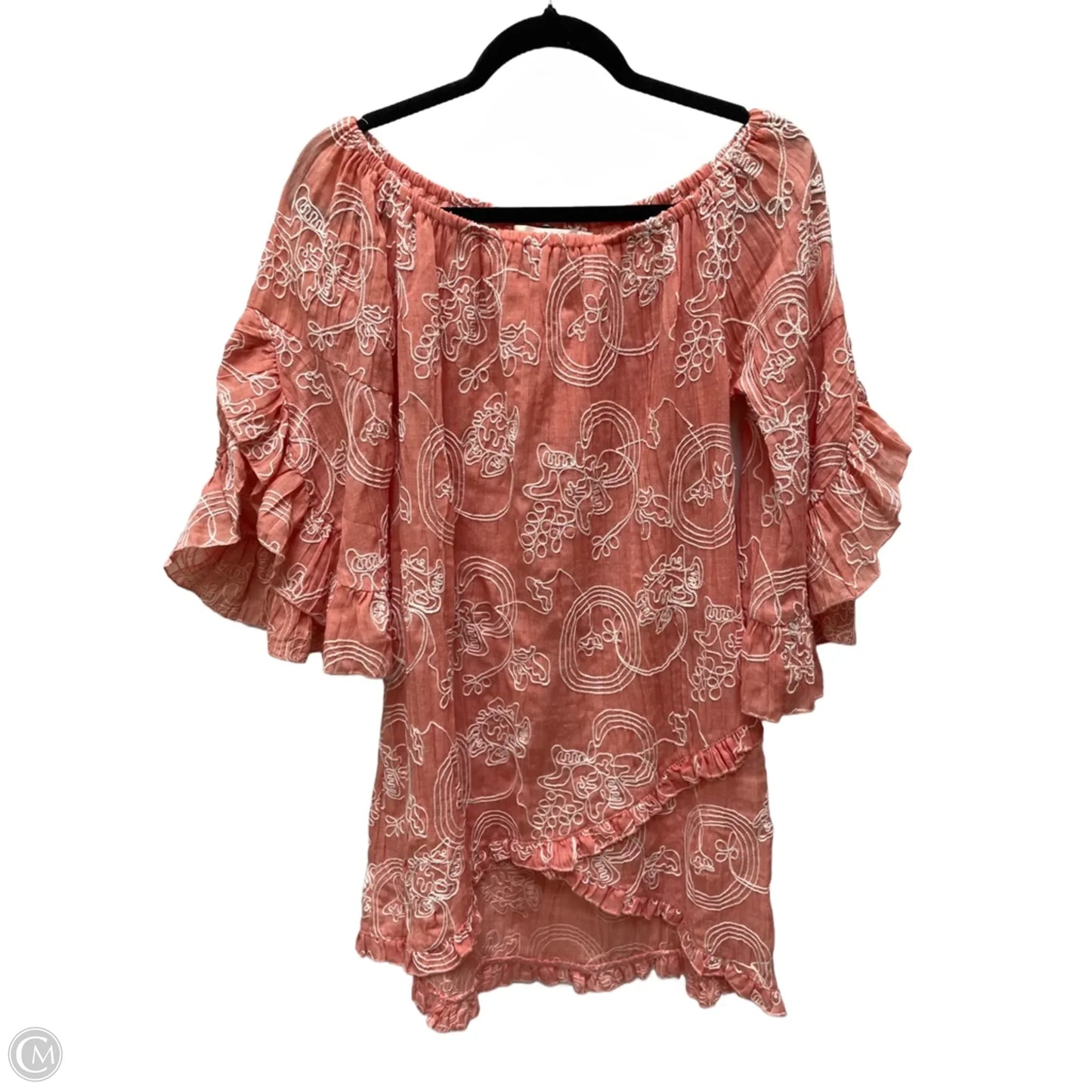 Tunic 3/4 Sleeve By Clothes Mentor In Coral, Size: M
