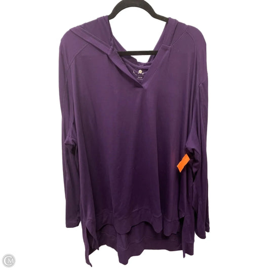 Athletic Top Long Sleeve Hoodie By Livi Active In Purple, Size: 4x