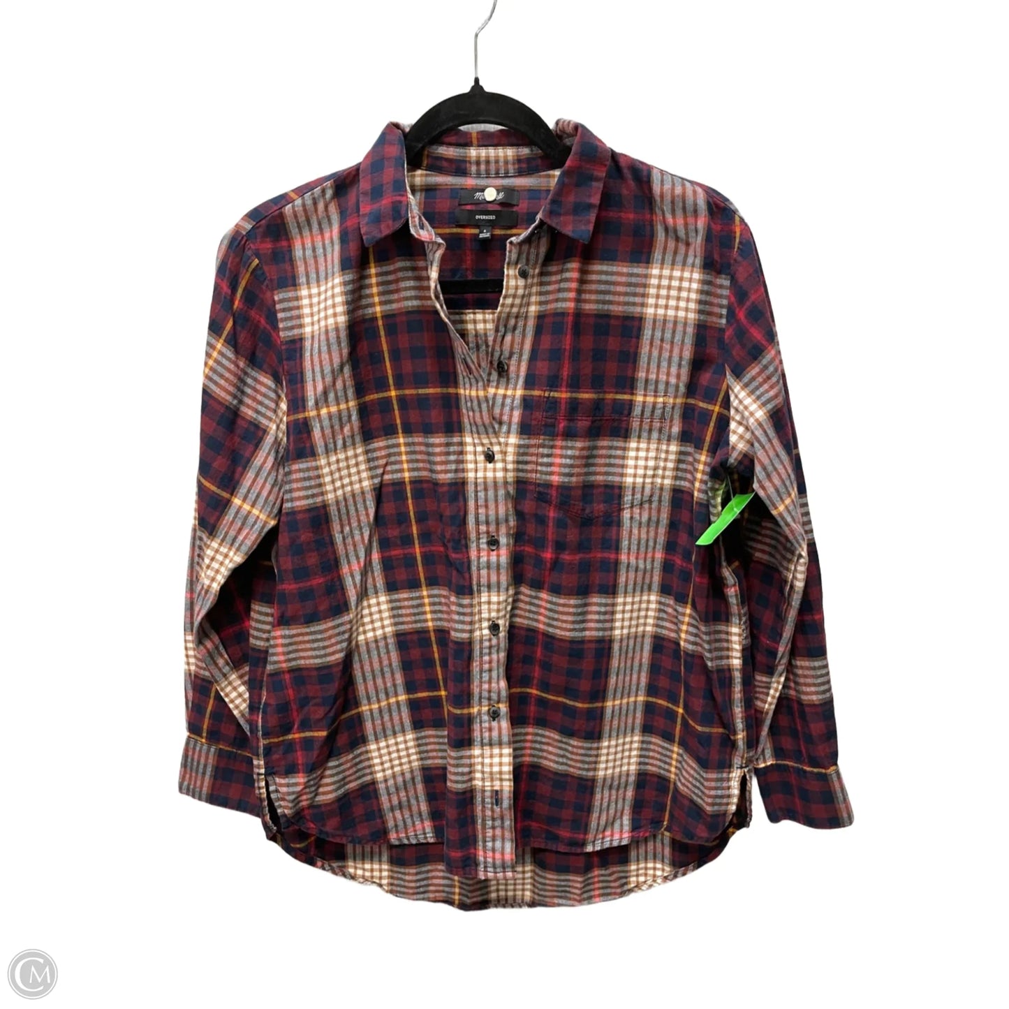 Top Long Sleeve By Madewell In Plaid Pattern, Size: S