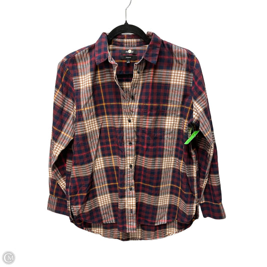Top Long Sleeve By Madewell In Plaid Pattern, Size: S