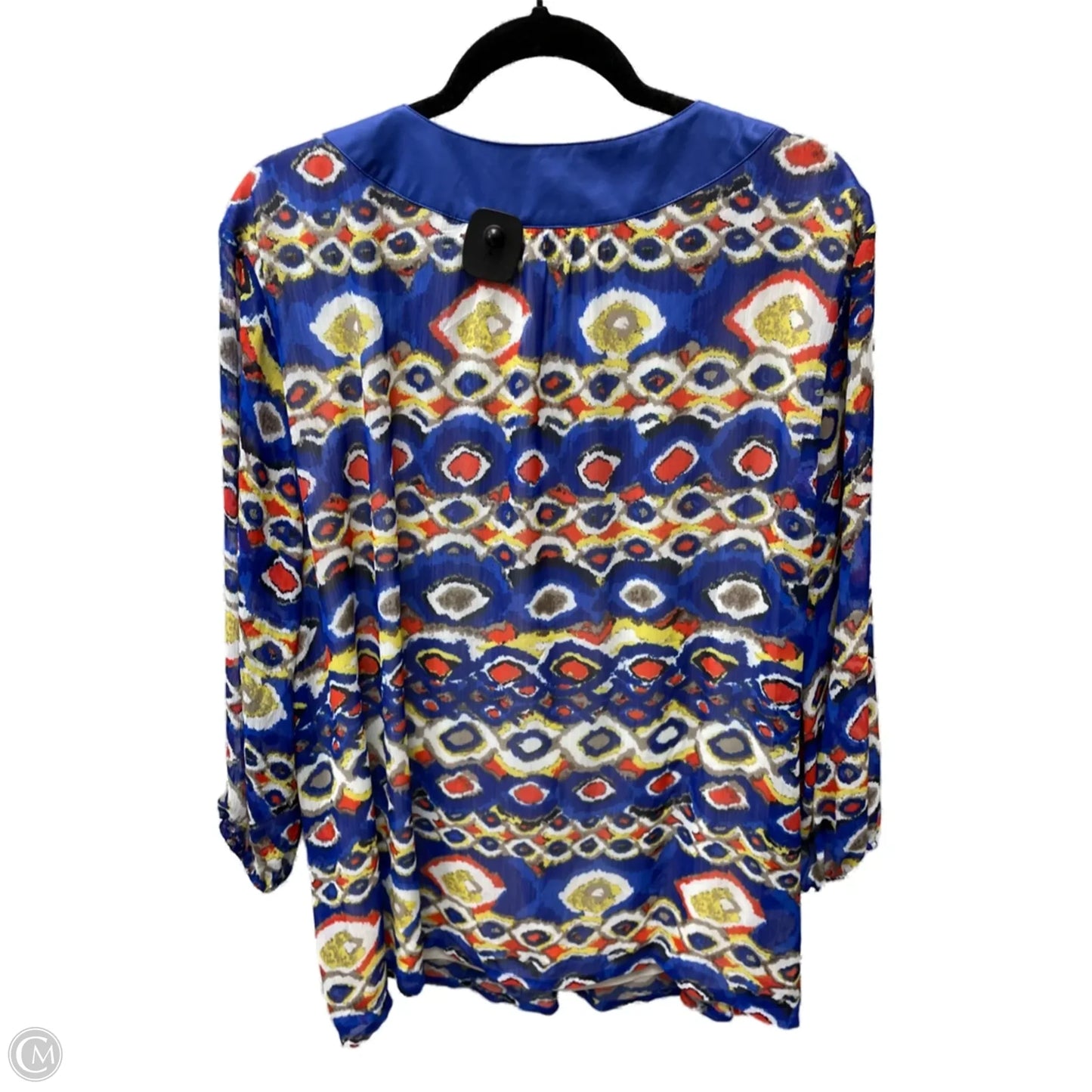 Blouse Long Sleeve By Multiples In Blue & Orange, Size: 2x