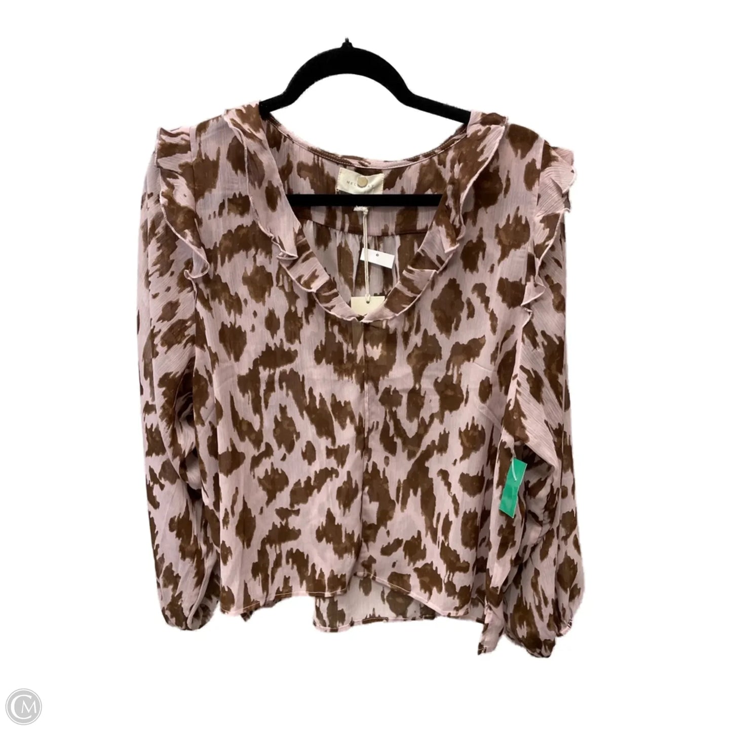Blouse Long Sleeve By Melloday In Brown & Pink, Size: L
