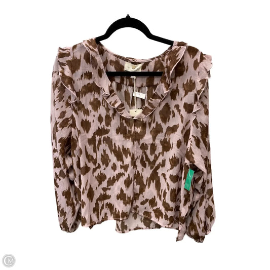 Blouse Long Sleeve By Melloday In Brown & Pink, Size: L