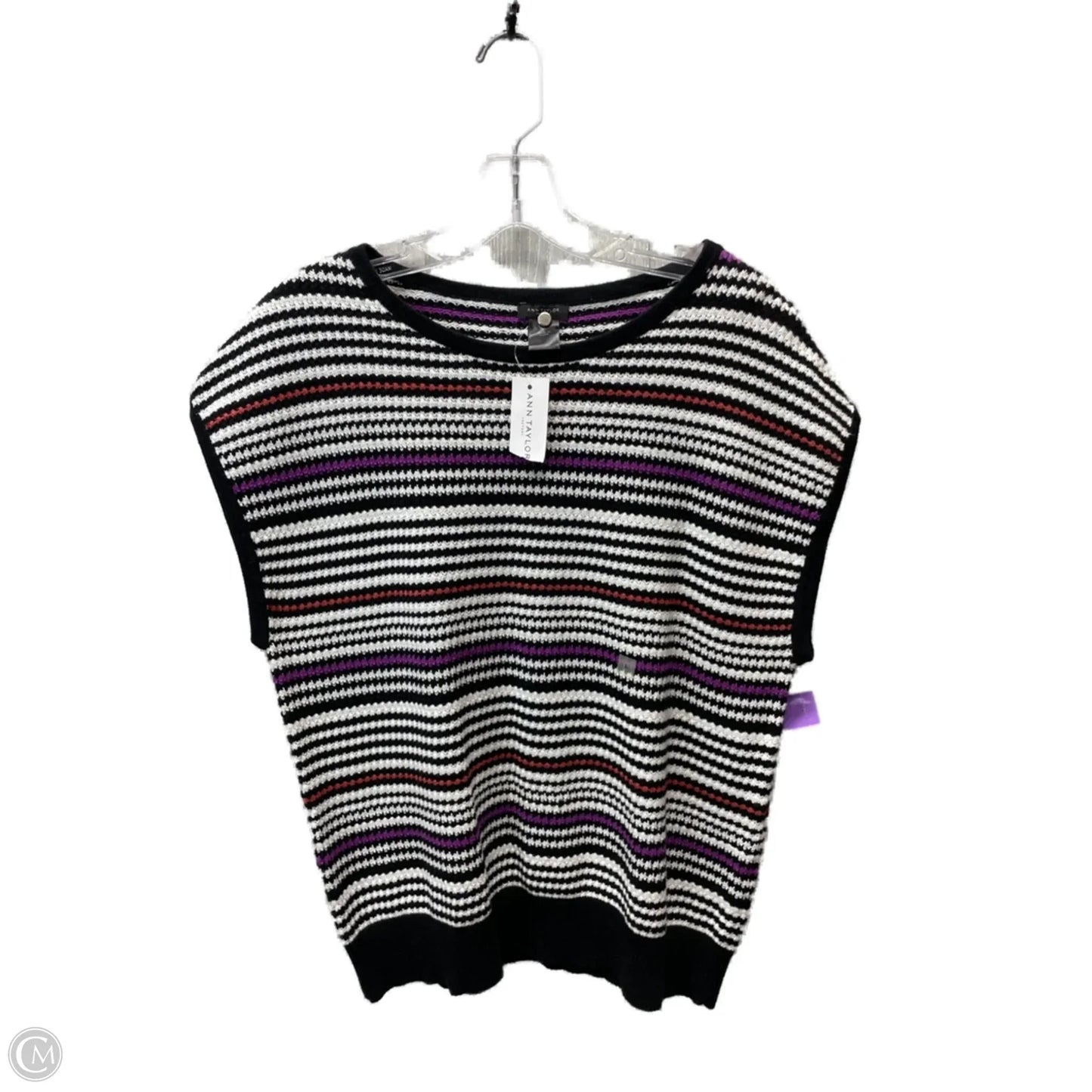 Sweater Short Sleeve By Ann Taylor In Striped Pattern, Size: L