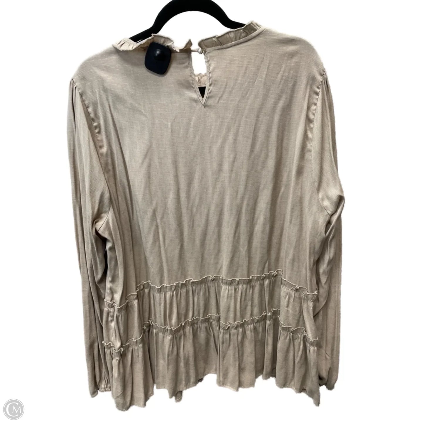 Blouse Long Sleeve By Andree By Unit In Tan, Size: 3x