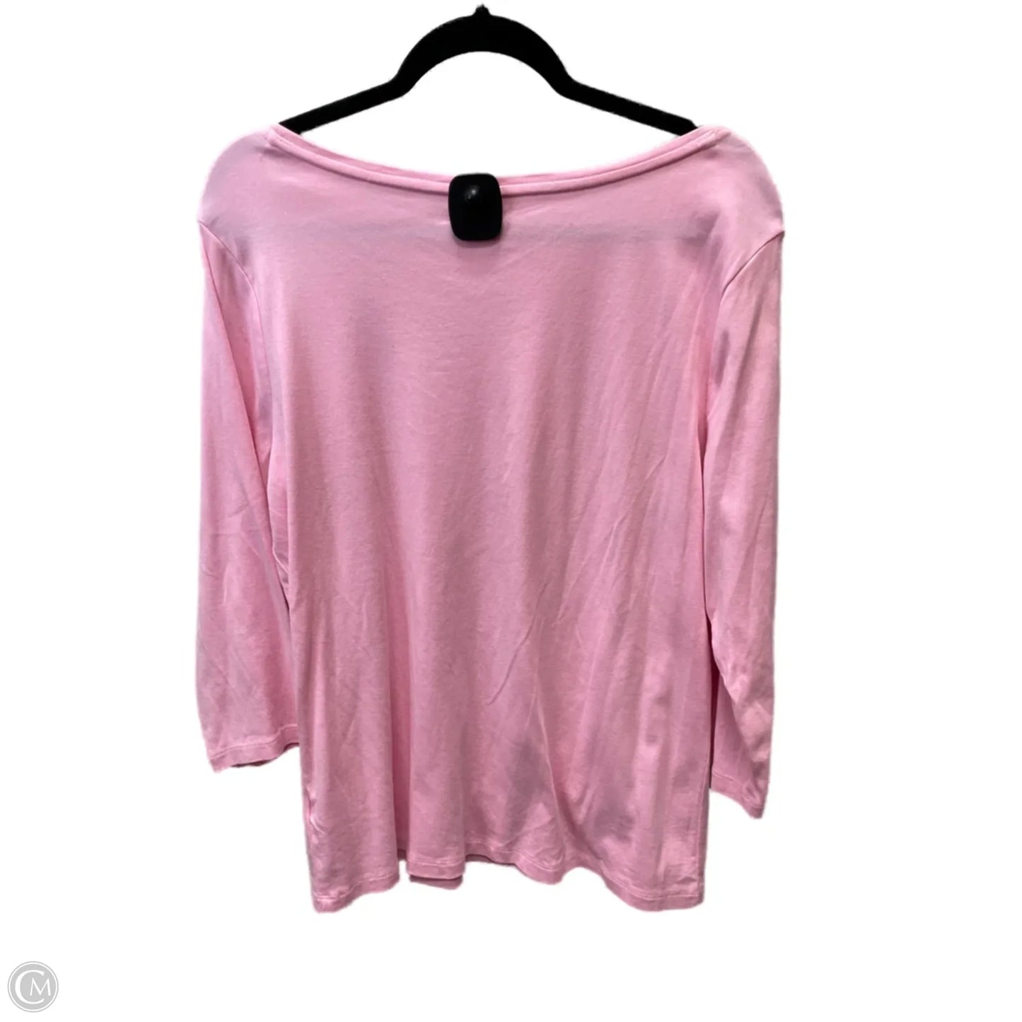 Top 3/4 Sleeve By Talbots In Pink & White, Size: 1x