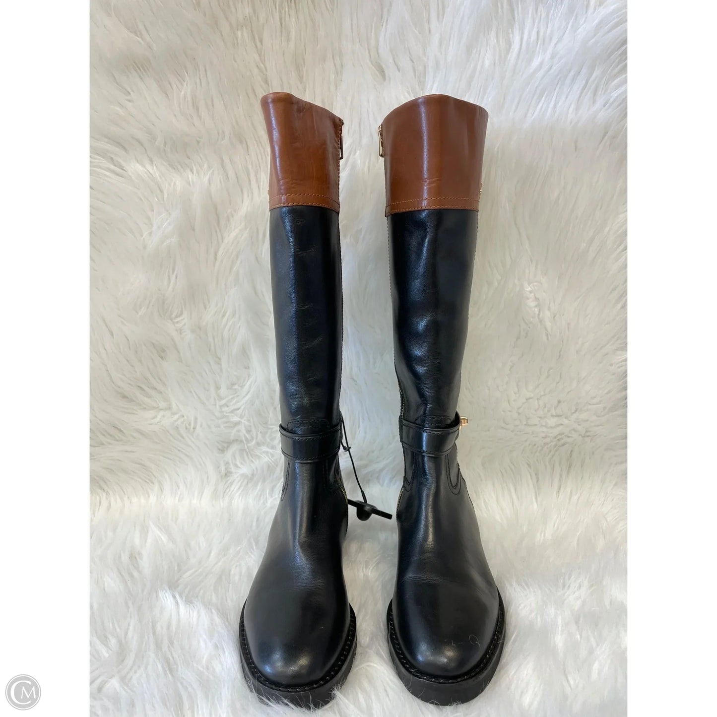 Boots Designer By Coach In Black & Brown, Size: 7