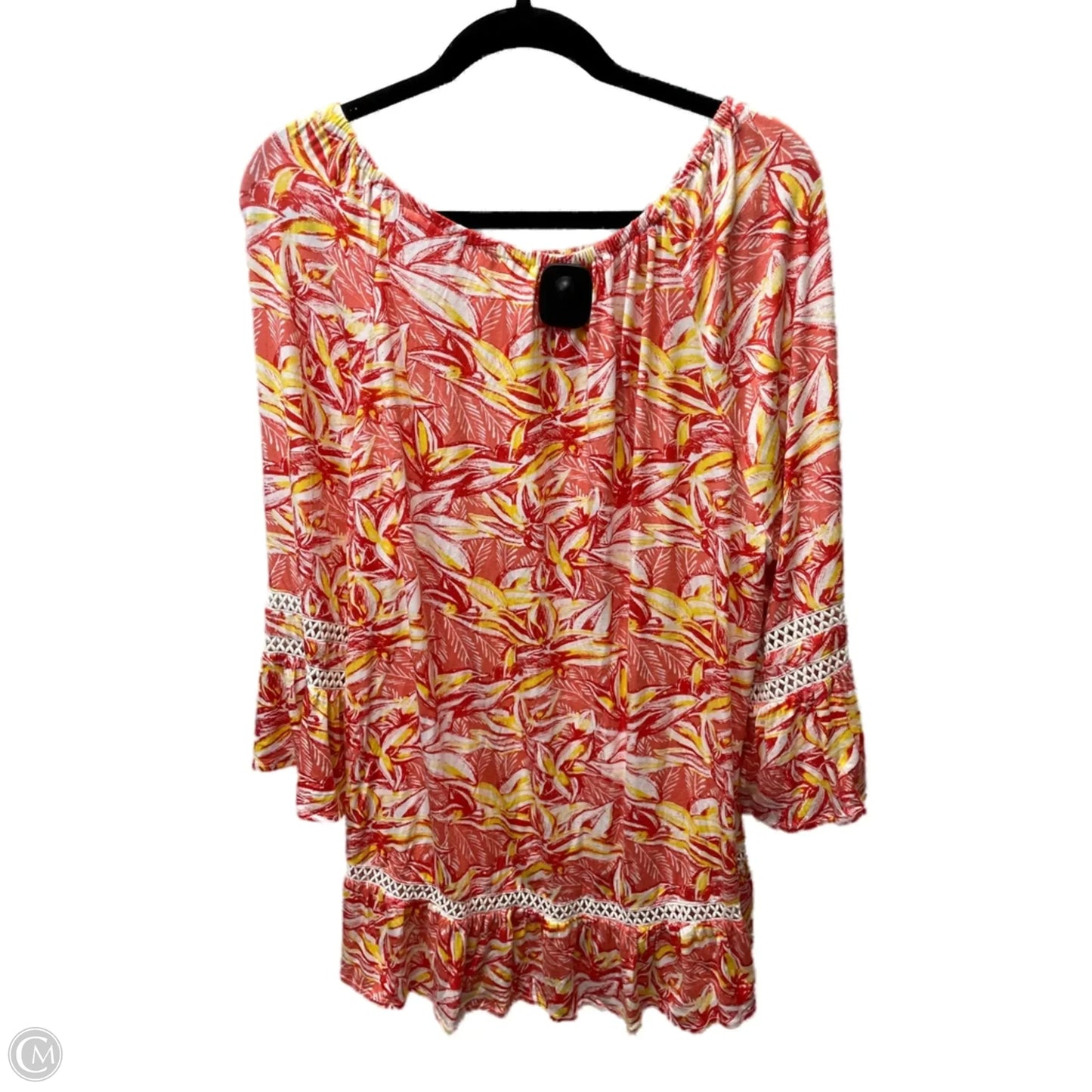 Top 3/4 Sleeve By Studio In Red & Yellow, Size: 1x