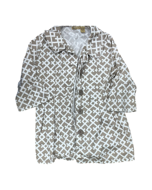 Jacket Other By Clothes Mentor In Tan & White, Size:L