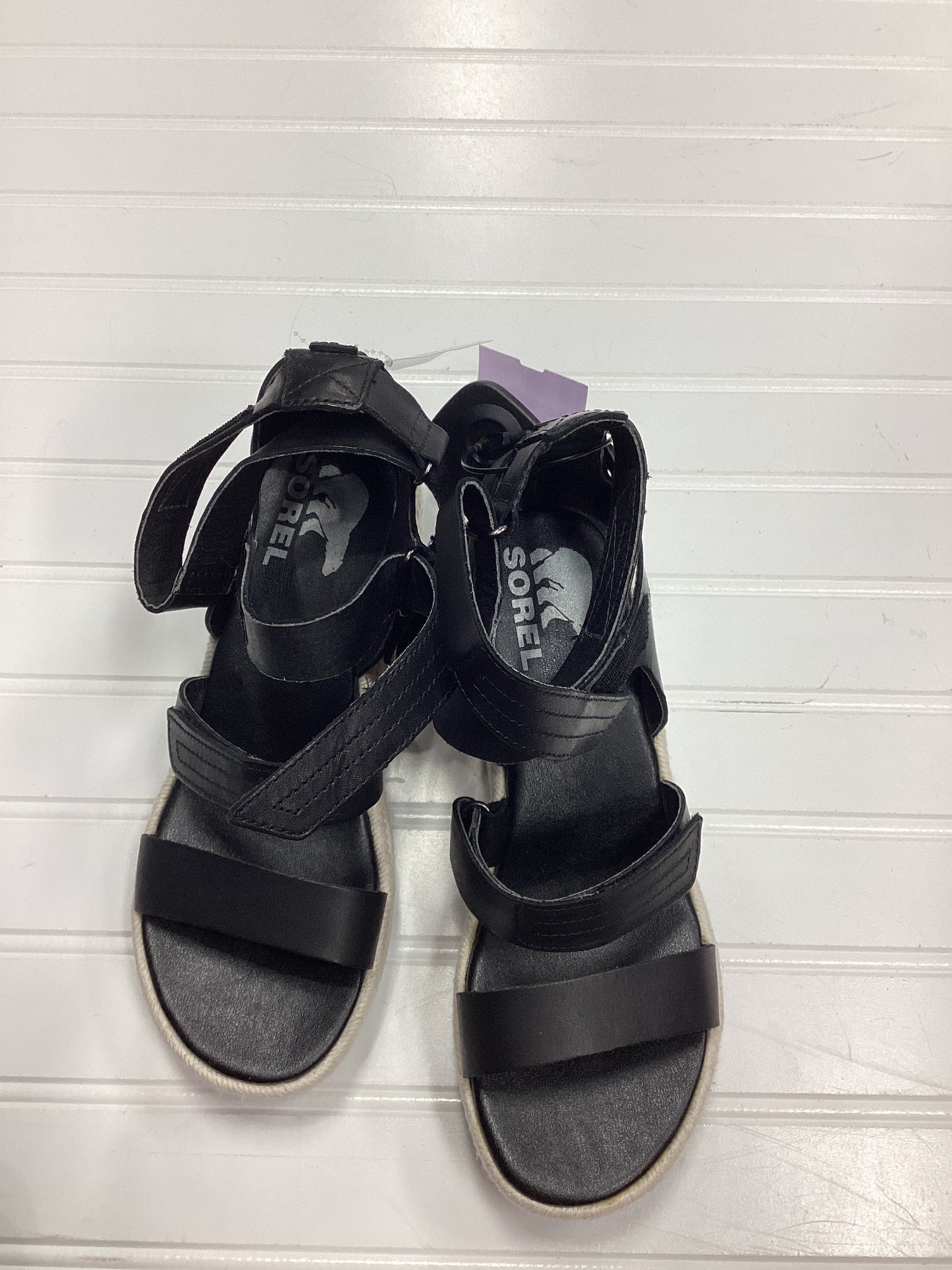 Sandals Heels Wedge By Sorel In Black, Size:6.5
