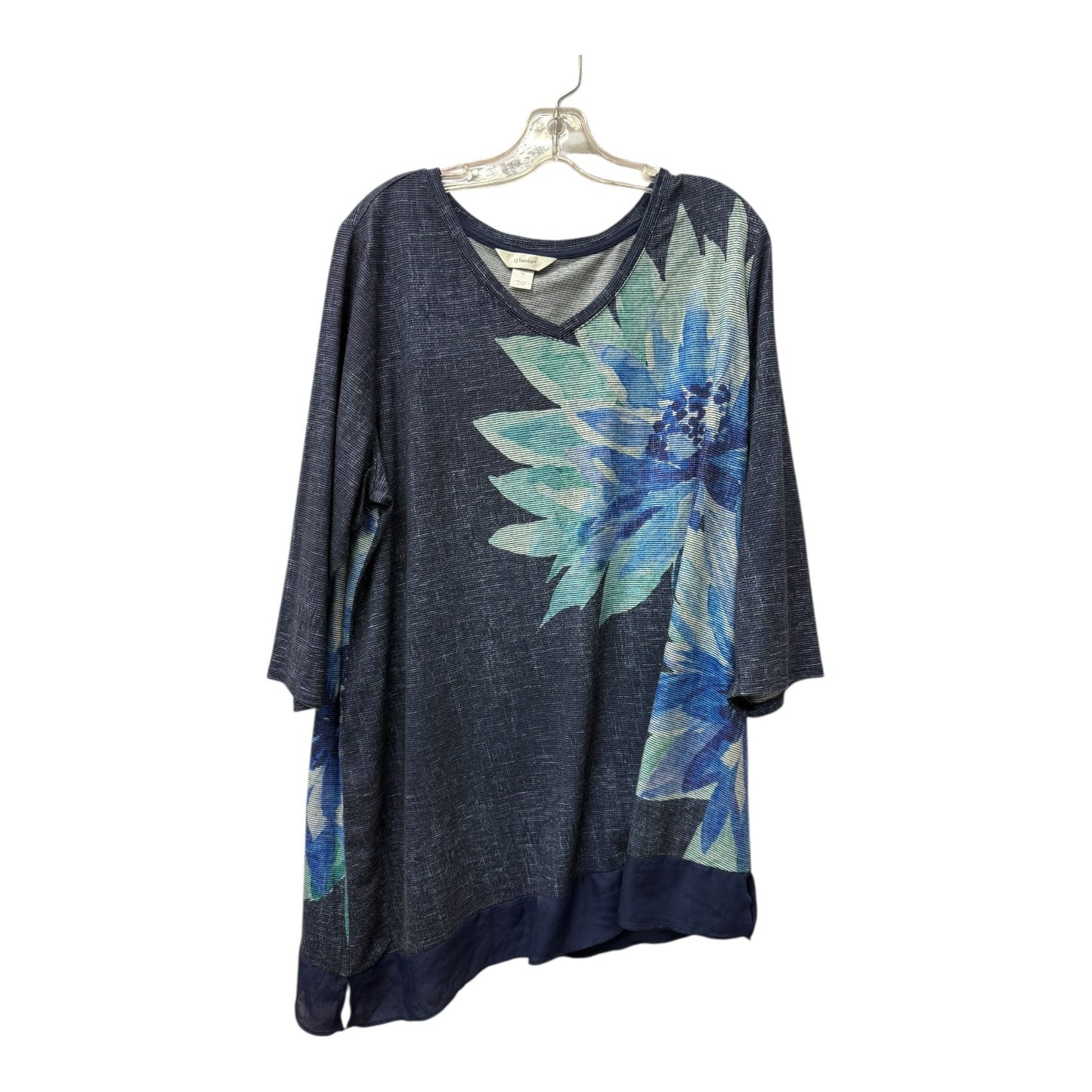 Top 3/4 Sleeve By Cj Banks In Blue, Size:1X