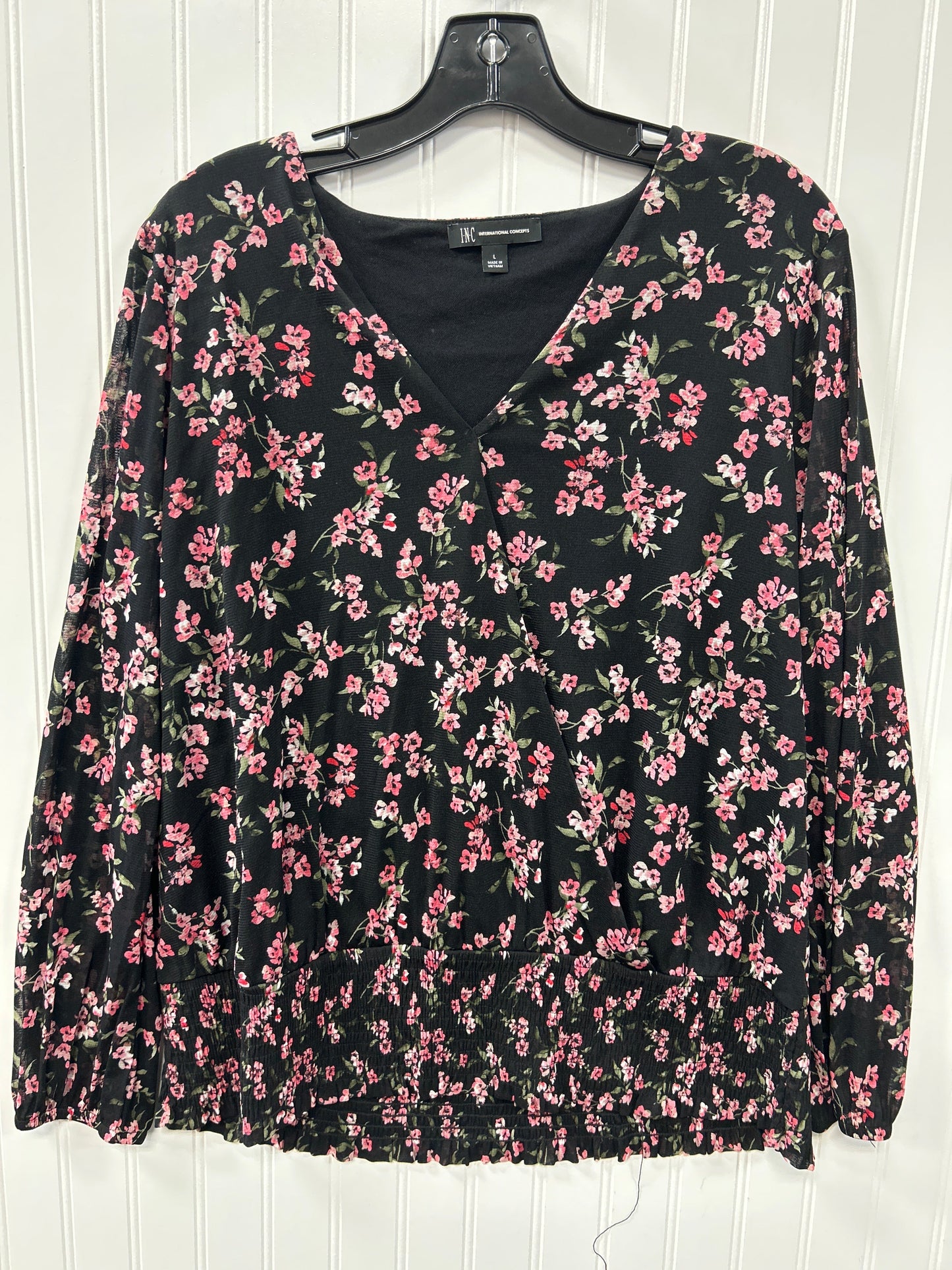 Top Ls By Inc In Black & Pink, Size:L