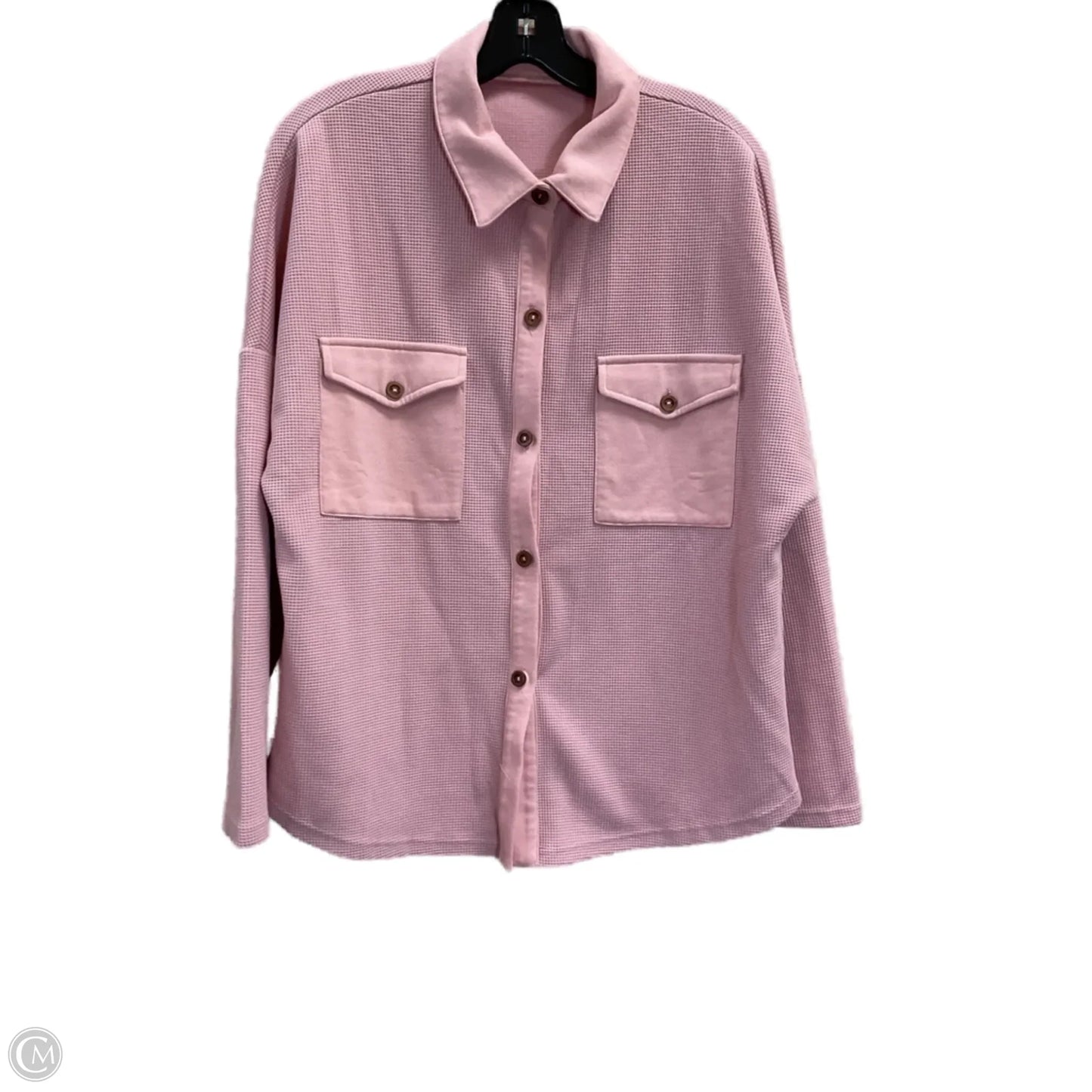 Jacket Shirt By Clothes Mentor In Pink, Size: L