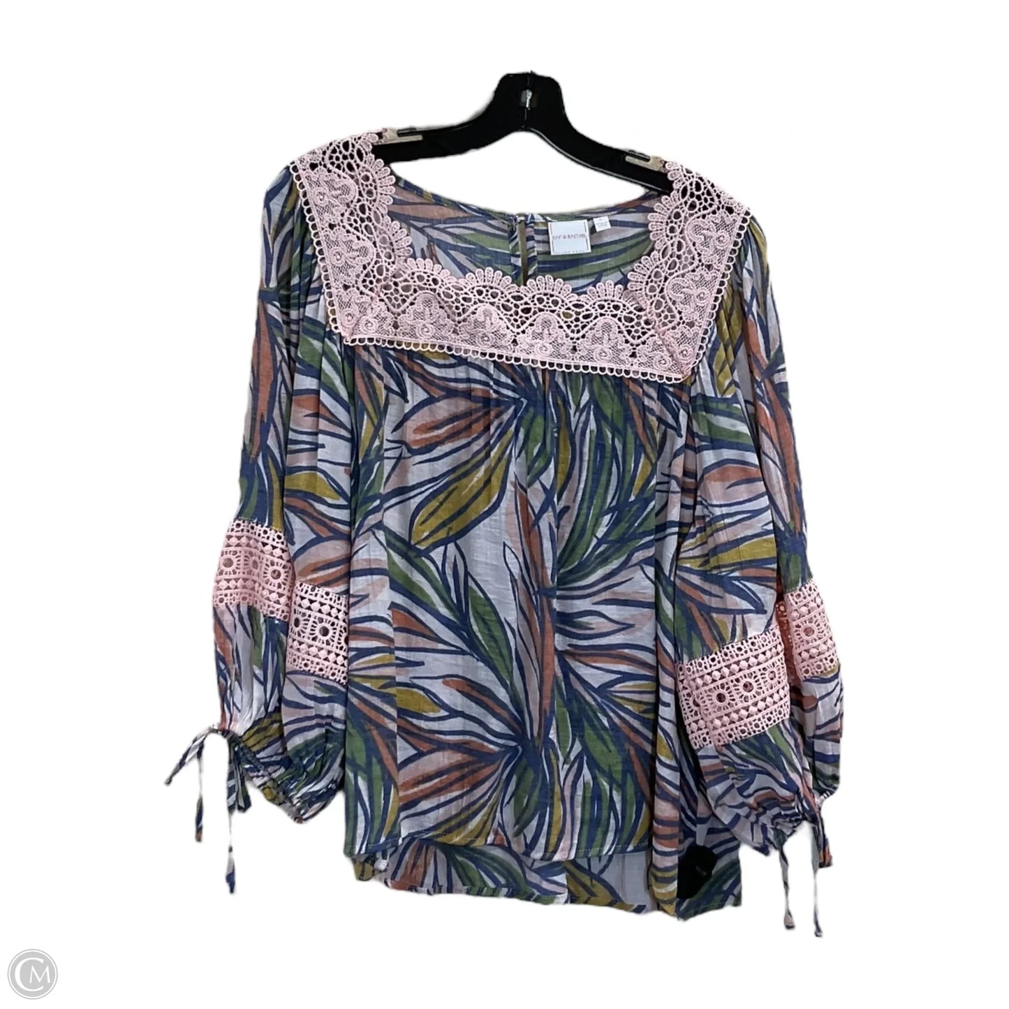 Top Long Sleeve By Zac And Rachel In Blue & Pink, Size: L