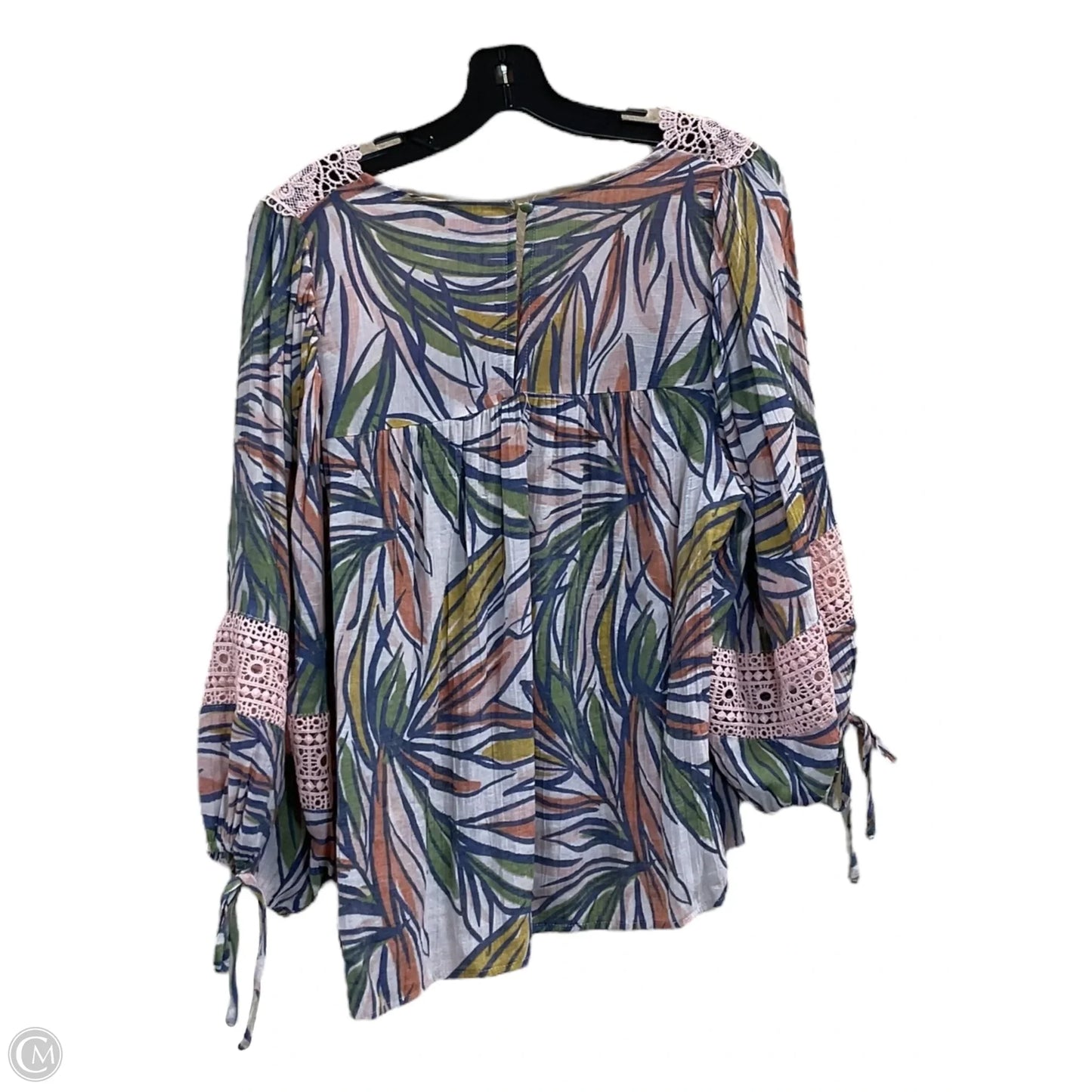 Top Long Sleeve By Zac And Rachel In Blue & Pink, Size: L