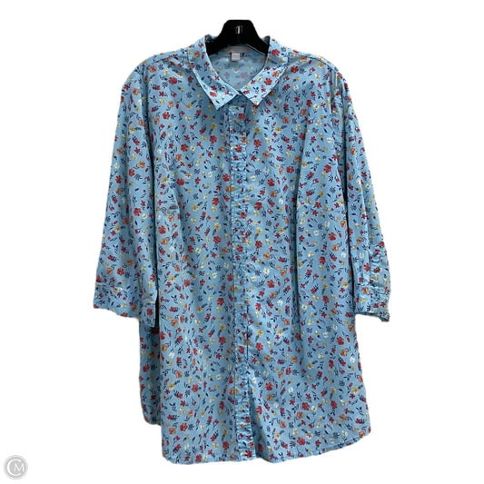 Blouse 3/4 Sleeve By Woman Within In Blue, Size: 1x