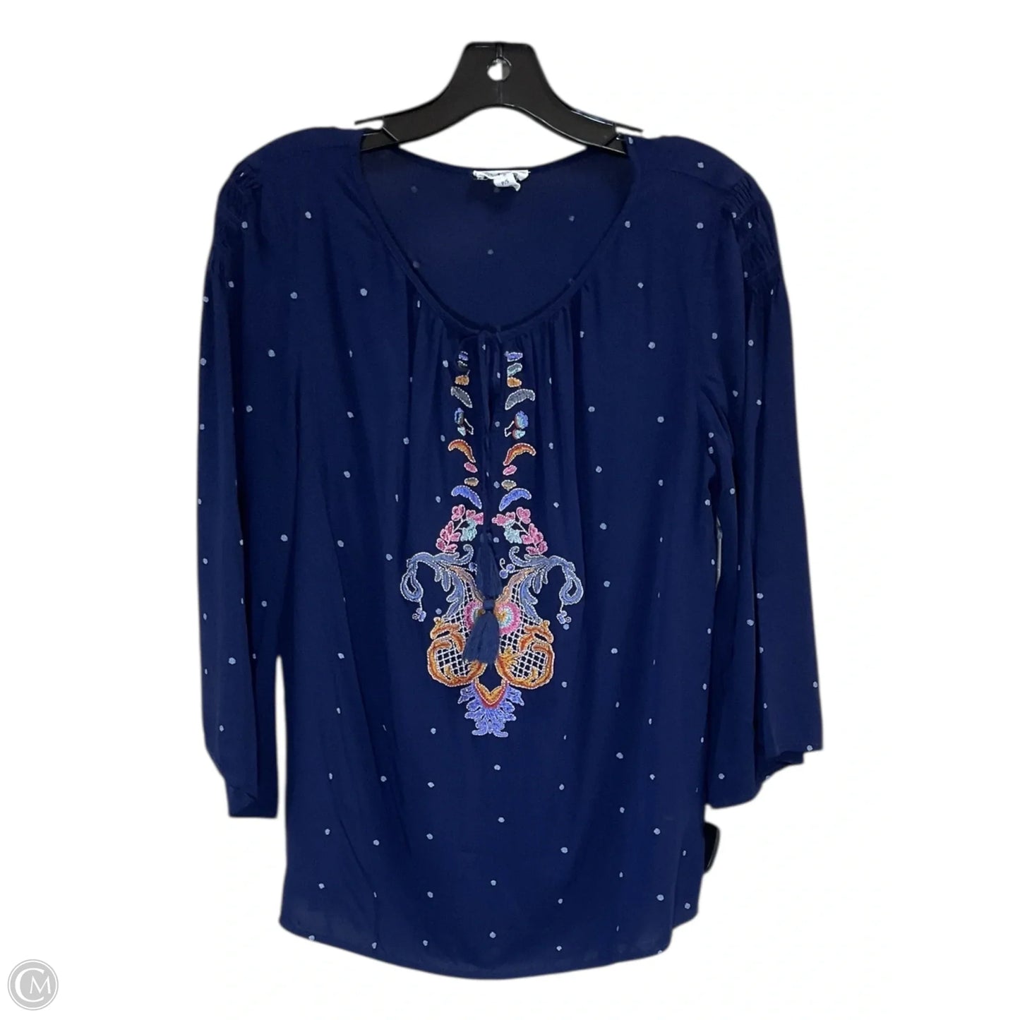 Top 3/4 Sleeve By Tribal In Navy, Size: S