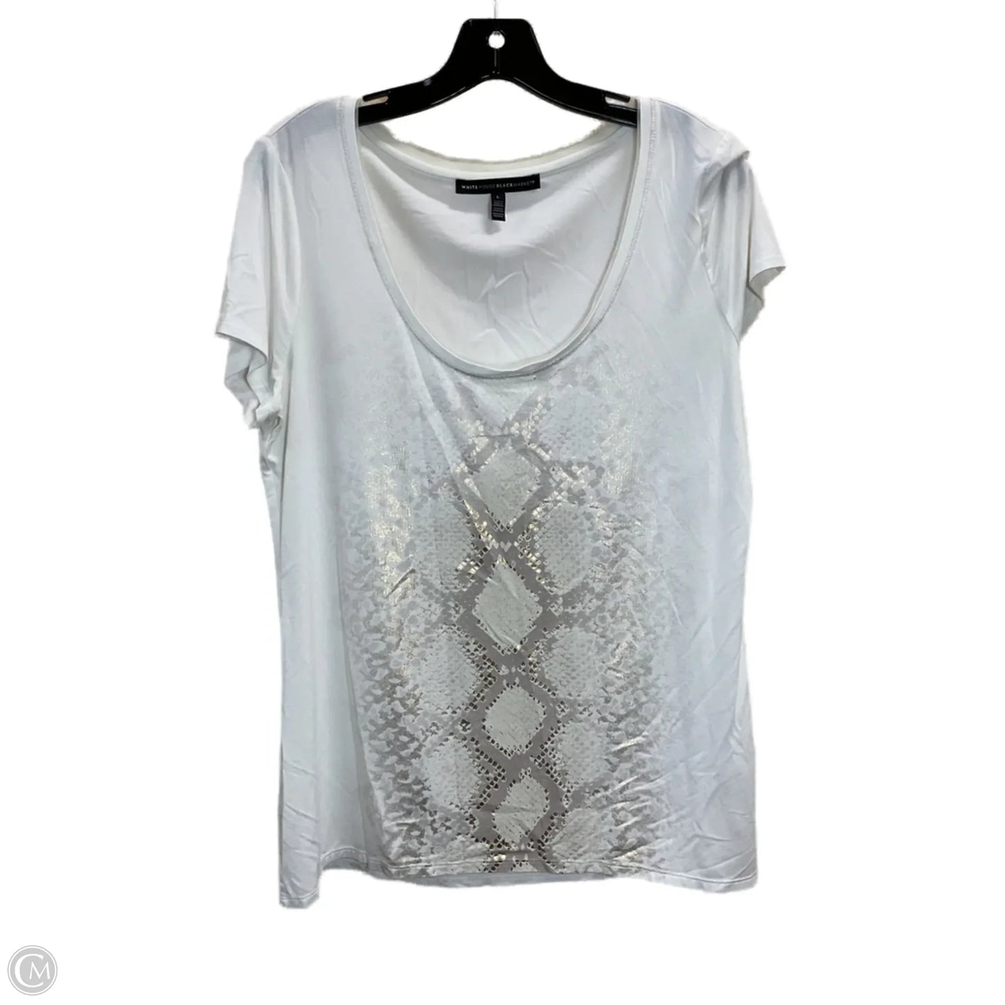 Top Short Sleeve By White House Black Market In Cream, Size: L