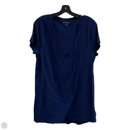 Top Short Sleeve Designer By Lilly Pulitzer In Navy, Size: L